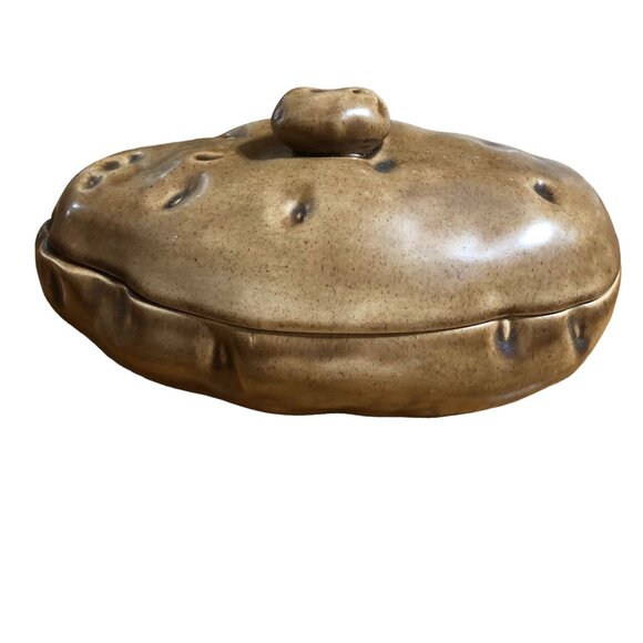 Baked Potato Shaped Covered Dish VTG Ceramic Serving Bowl Casserole Lid 1970s - Picture 7 of 10